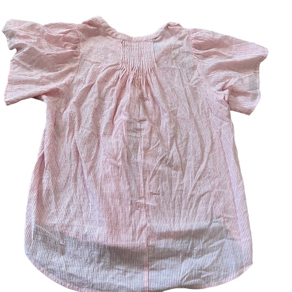 The Nines By Hatch Flutter Short Sleeve Button Down Shirt Pink Large - Picture 3 of 5